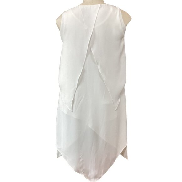 WHBM/White House Black Market Petal Back Tiered Tunic Sz XXS Crema White 254C - Picture 4 of 11